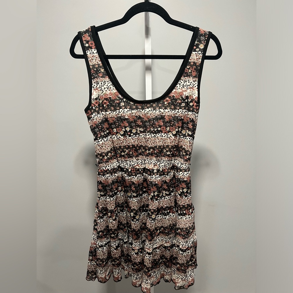 Trixxi Floral Multicolored Ruffle Tank Top Mini Sundress Size Large